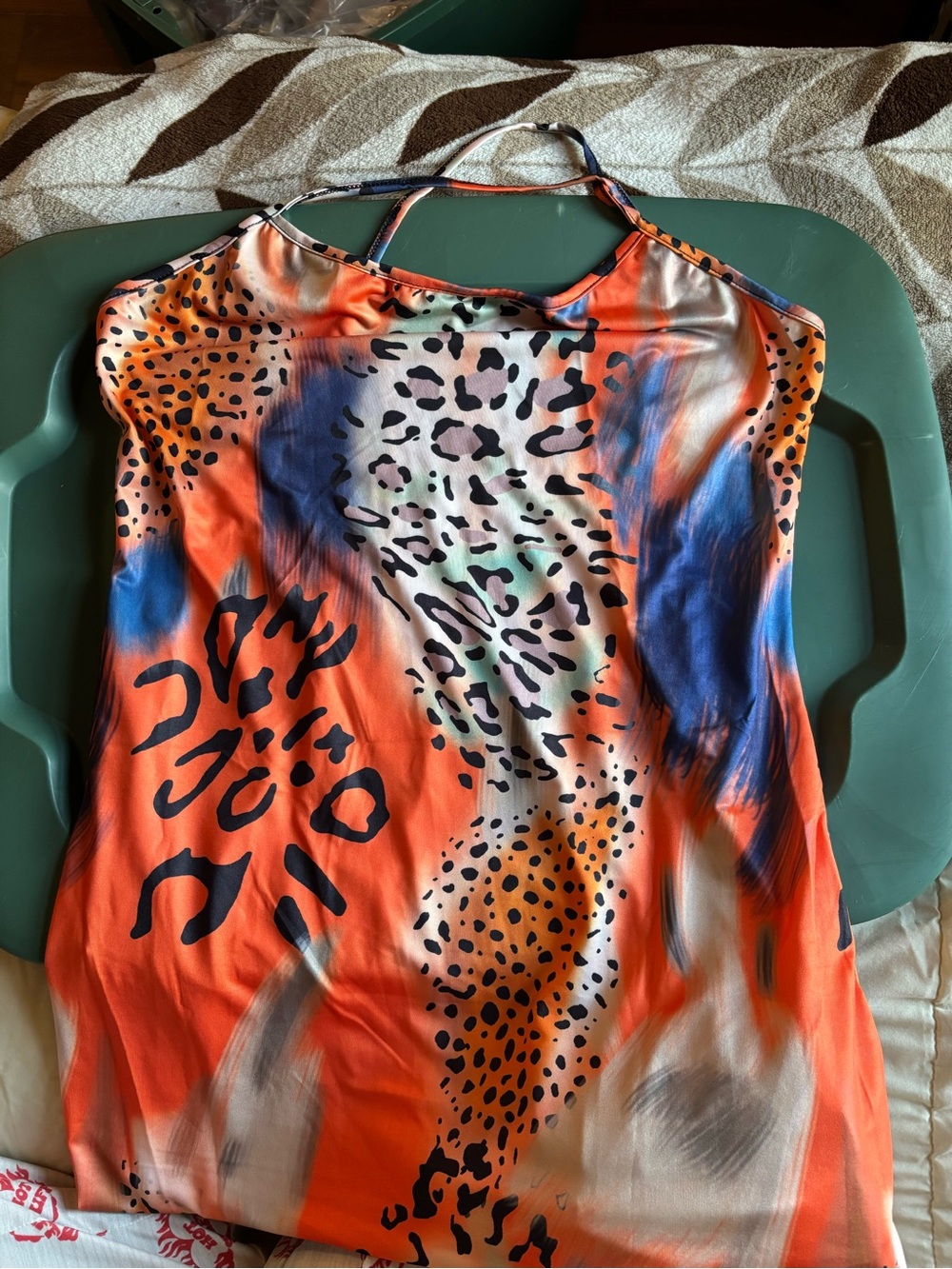 Women’s Orange Animal-Print crisscross straps dress/bathing suit cover